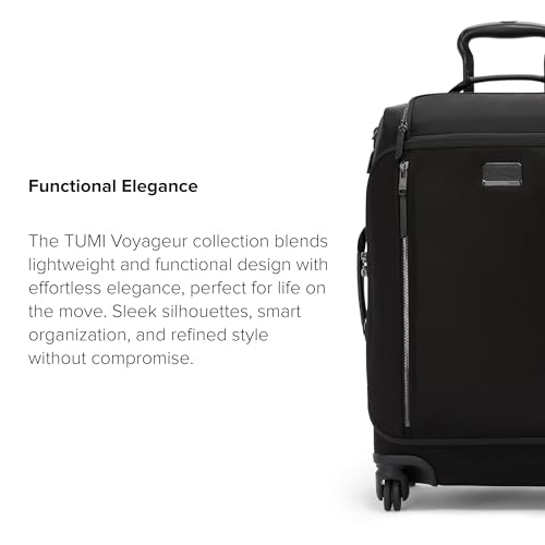 TUMI - Voyageur Leger 4 Wheeled Luggage - Women's Lightweight and Spacious, Sleek Silhouette, Durable Premium Suitcase - 21.8" Dual Access Expandable Carry-On, Black with Gunmetal Hardware