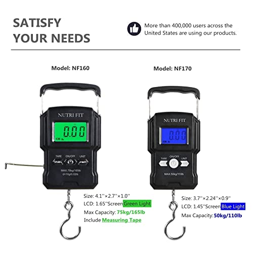 NUTRI FIT Luggage Scale Digital Suitcase Weighing Fish Portable for Travel