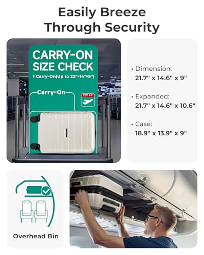 BAGSMART Carry On Luggage 22x14x9 Airline Approved with Spinner Wheels,Lightweight 20 Inch Luggage with TSA Lock,Expandable Hard Shell Carry On Suitcases for Men Women,White