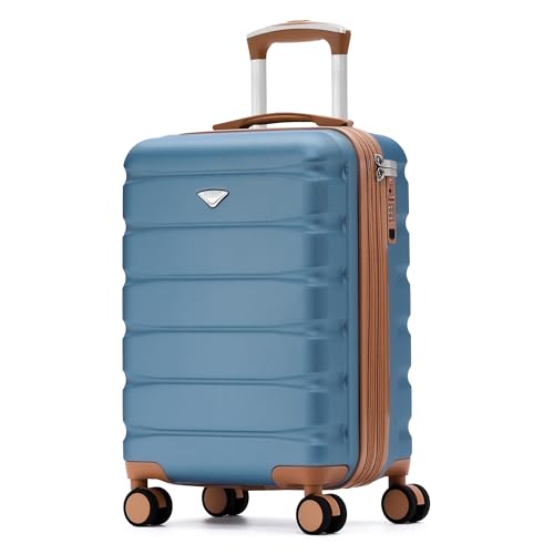 Flight Knight 22x14x9" Expandable Carry On Suitcase Hardside TSA Lock USB C Port Lightweight Luggage Silent Double Spinner Wheels Maximum Overhead Carry-On Bag For American & United Approved Airlines