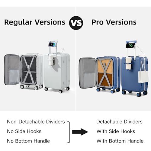 Hanke 20 Inch Top Opening Carry On Luggage with Cup Holder, Hard Shell Suitcase with Spinner Wheels, USB Ports, TSA Lock Aluminum Frame, Dry Wet Separation & Removable Divider, Caribbean Blue