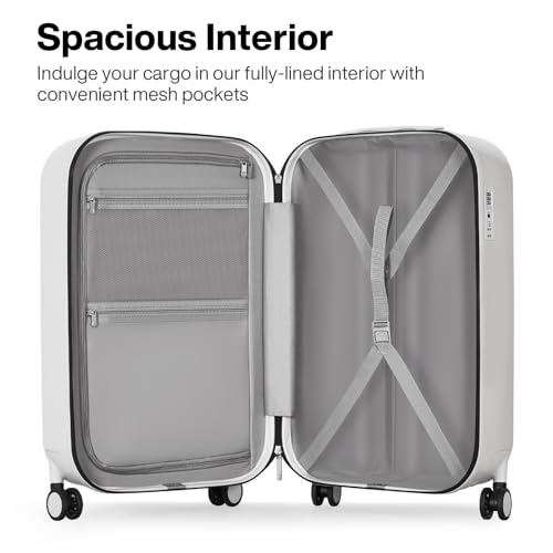 mixi 20 Inch Carry On Luggage PC Hardside Suitcases with Wheels & TSA for Travel Woman Men, Smoke White