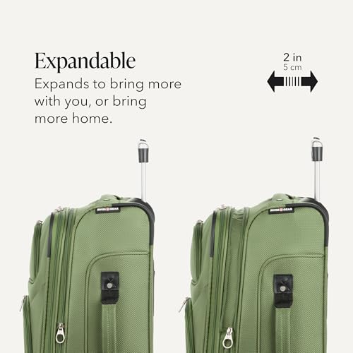 SWISSGEAR Sion Carry-On Spinner Luggage, Softside Expandable, Lightweight Suitcase, Evergreen, 22.75-Inch