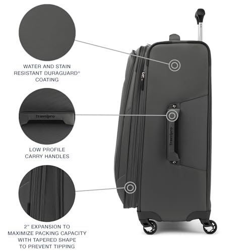 Travelpro Maxlite 5 Softside 2pc Set Expandable Carry On Luggage with 4 Spinner Wheels/Soft Underseat Tote, Lightweight Suitcase, Men and Women, Shadow Grey