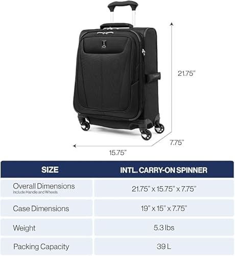 Travelpro Maxlite 5 Softside Expandable Luggage with 4 Spinner Wheels, Lightweight Suitcase, Men and Women, International, Slate Green, Carry-on 19-Inch
