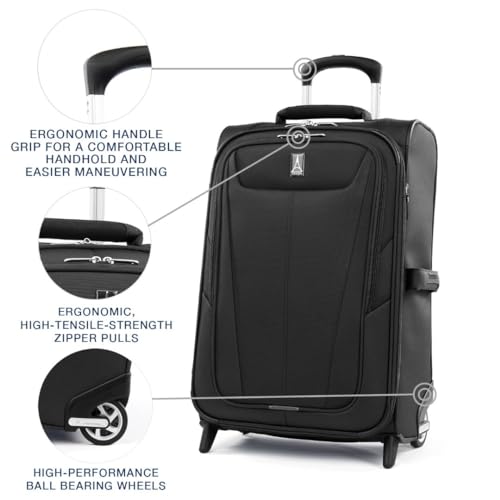 Travelpro Maxlite 5 Softside Expandable Upright 2 Wheel Carry-on Luggage, Lightweight, 21-Inch - Black
