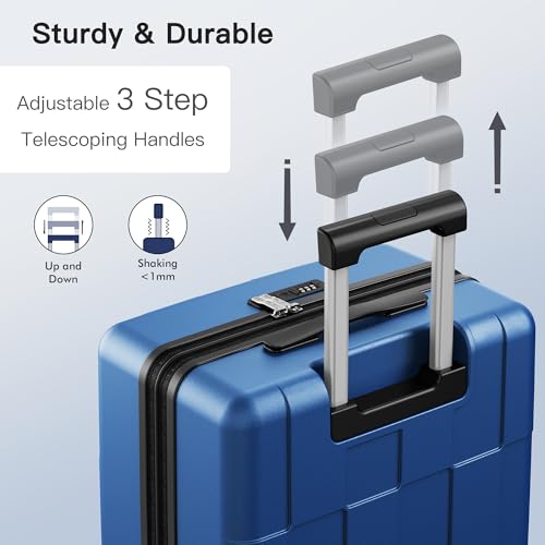 SHOWKOO Luggage Sets 2 Piece 20/28 Inch Hardside Expandable Lightweight PC Suitcase Sets with Double Spinner Wheels TSA Lock, Sea Blue