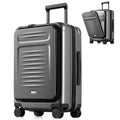 Coolife Carry On Luggage Suitcase : 22x14x9 Airline Approved Travel Luggage with Spinner Wheels, Front Pocket Expandable Hardshell Suitcases with TSA Lock Grey