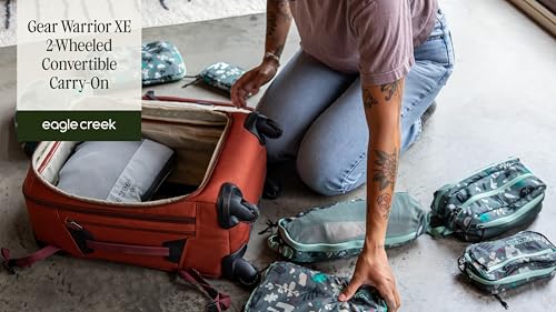 Eagle Creek Gear Warrior XE 4-Wheel Carry-On Luggage for Travel Essentials - Smooth Rolling Wheels - Lockable Zippers - Interior Laptop Sleeve - Black - 21.74”