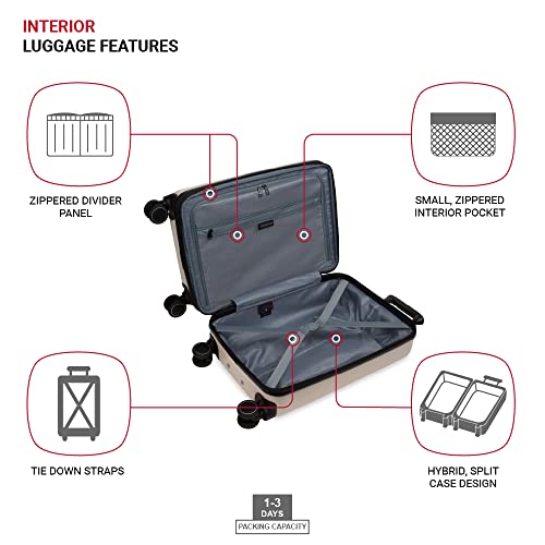 SwissGear 8020 Eclipse Hardside Expandable Luggage with Spinner Wheels, Cream, Carry-On 18-Inch