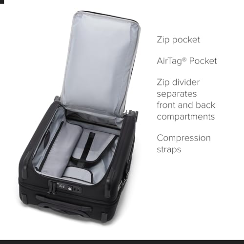 TUMI - Alpha Large Dual Access Expandable 4-Wheeled Carry-On Luggage - Zipper Expansion - Durable and Lightweight Travel Suitcase - TSA Lock Tracer - Black