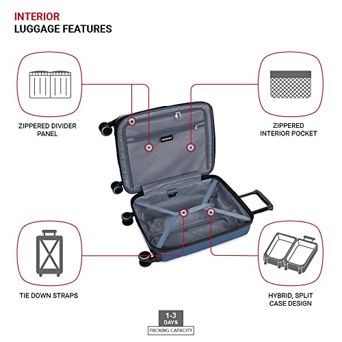SwissGear Duet Expandable Luggage, Hard Shell Carry-On Luggage with Spinner Wheels