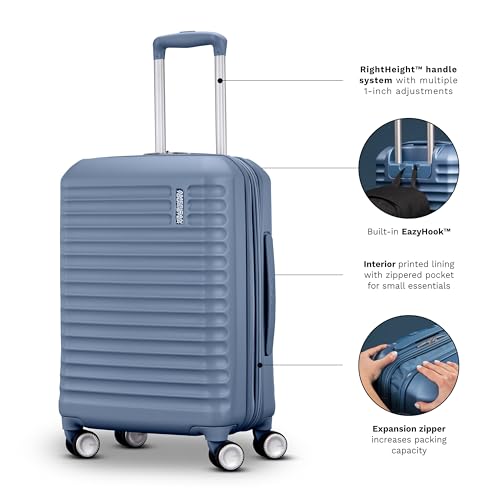 American Tourister Stratum 3.0 Carry-On Spinner, Airline Approved, Durable Hardside Luggage, Expands 1.5", RightHeight™ Adjustable Handle, Surreal Green