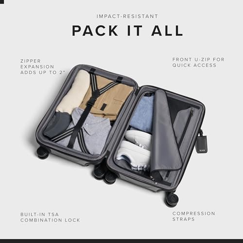 TUMI - Tegra-Lite 4 Wheel Luggage - Highly Durable Suitcase, Flexible Shell, Sleek and Lightweight Men's and Women's Expandable Rolling Bag - Front Pocket Expandable Carry On, T-Graphite