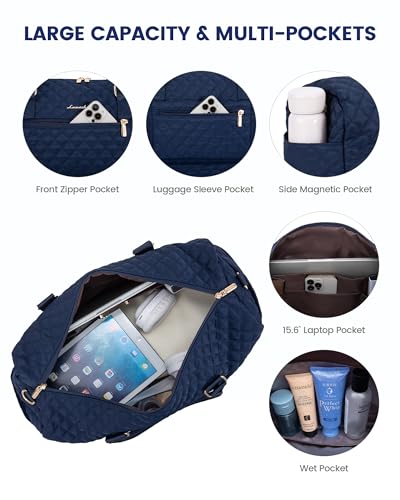 LOVEVOOK Travel Duffle Bag for Women, Weekender Overnight Bags with Shoe Compartment, Carry on Bag with Toiletry Kit, Gym Duffel Bag with Wet Pocket, Hospital Bags for Labor and Delivery 3 Pcs Set