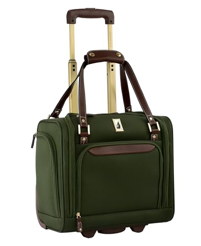 London Fog Nottingham 15 Inch Under the Seat Bag with Wheels, Olive Chestnut