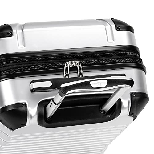 SwissGear 7782 Hardside Expandable Luggage with Spinner Wheels, Silver, Carry-On 19-Inch