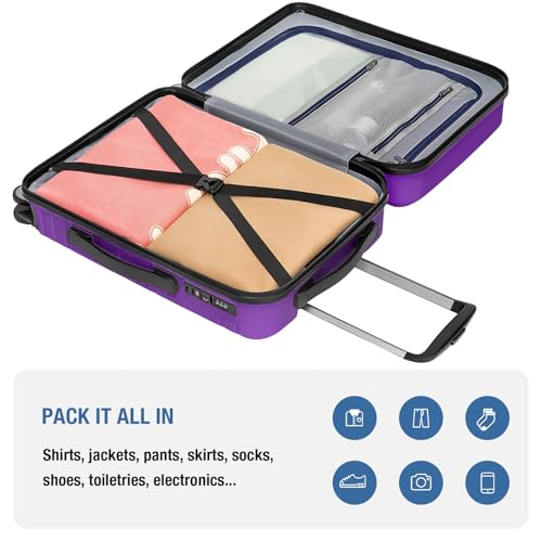 KYME Carry On Luggage 22x14x9 Airline Approved,Hardshell Carry On Suitcase with Tsa Lock,Small Suitcases with Wheels,Travel Luggage for Men Women,Expandable Carry-On 20 Inch,Purple