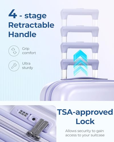 BAGSMART Hardside Expandable Luggage With Spinner Wheels, PC Lightweight Carry-On Luggage Airline Approved With TSA Lock, Durable Women Travel Suitcase Carry On 20 Inch, Purple