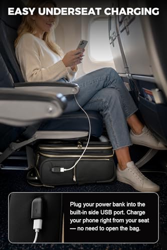 HotWay Underseat Carry On Luggage with Wheels, 16 inch Lightweight Under Seat Luggage, Small Soft Sided Personal Item Suitcase for Airline Travel, Black