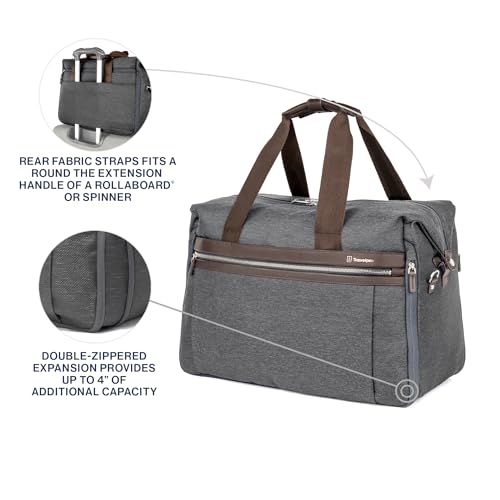 Travelpro Platinum Elite Carry on Soft Travel Duffel Bag, Weekender, Gym Bag, Men and Women, 19 Inch, 49L, Vintage Grey