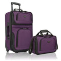 U.S. Traveler Rio Lightweight Softside Rolling Carry-on Suitcase, 2-Wheel Set, Purple
