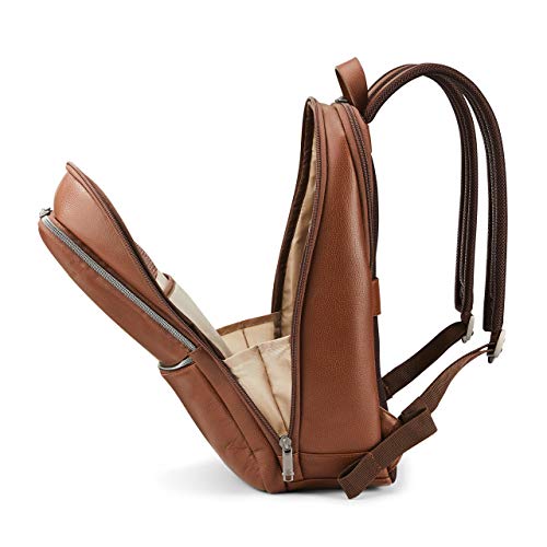 Samsonite Classic Leather Slim Backpack, Cognac , One Size