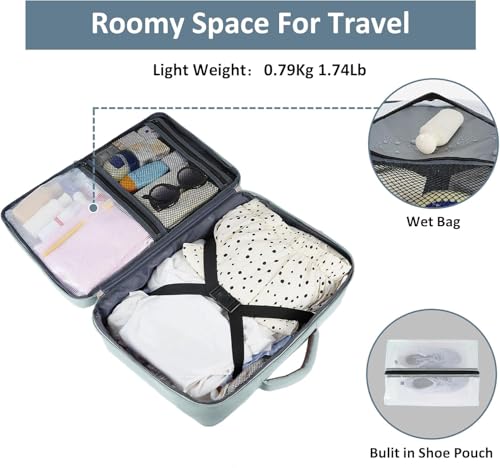 Taygeer Personal Item Backpack for Men Women, Travel Backpack Carry on Luggage Flight Approved with Water Bottle Pocket & Shoe Pouch, Large Weekender Work Bag for Hiking Gift, Gray Powder