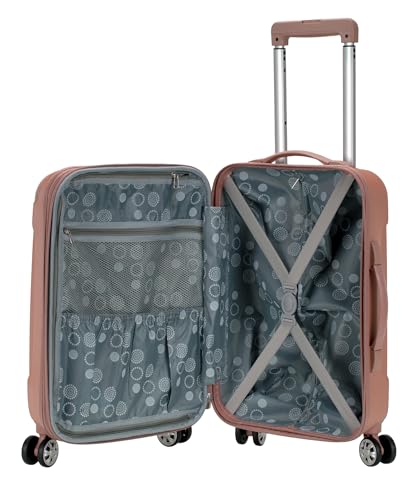 Rockland London Hardside Spinner Wheel Luggage, Carry-On 20", Rose Gold