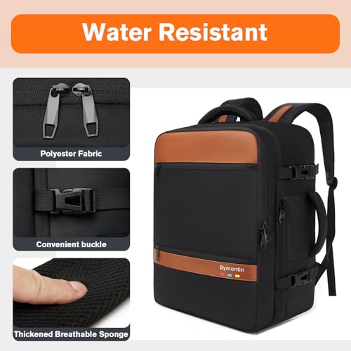 Bymontin Smart Suitcase-style Laptop Backpack, 25L / 35L Practical Travel Bag for Work, Leisure & Flight, Luggage-Style Commuter Pack (Black, 25L)