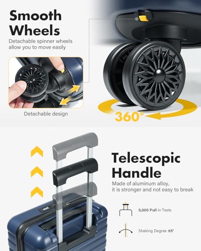 Lekesky 16 Inch Underseat Carry On Luggage Airline Approved, Hard Shell Suitcase with TSA Lock, Lightweight Spinner Wheels Durable ABS Compact Carry-On for Travel Weekend Trips Men Women, Blue