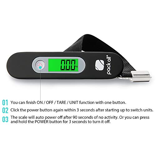 pack all Digital Luggage Scale for Travel, 110Lbs Capacity, 0.1Lb Precision
