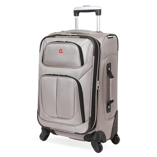 SWISSGEAR Sion Carry-On Spinner Luggage, Softside Expandable, Lightweight Suitcase, Pewter, 22.75-Inch