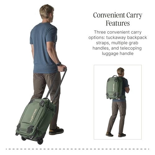 Eagle Creek Gear Warrior XE 2-Wheel Convertible Carry-On Luggage for Travel Essentials - Heavy Duty Wheels - Lockable Zippers - Interior Laptop Sleeve - Jungle Green - 21.75”