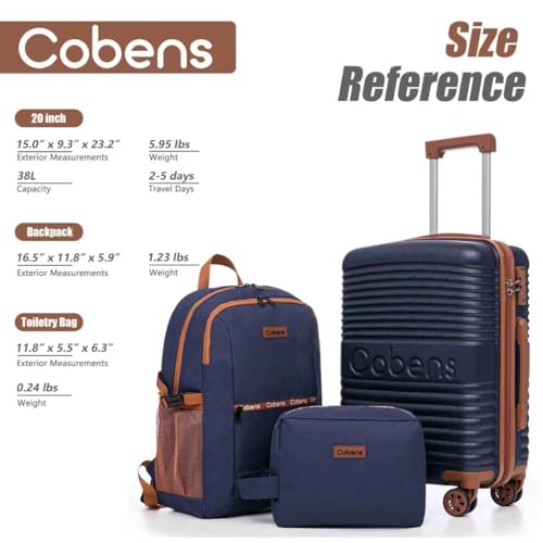 Cobens PorscheBlue carry-on luggage set for 22x14x9 carry-on luggage detail 2