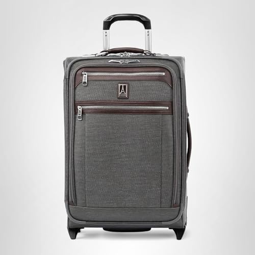 Travelpro Platinum Elite Softside Expandable Carry on Luggage, 2 Wheel Upright Suitcase, USB Port, Men and Women, Vintage Grey, Carry On 22-Inch