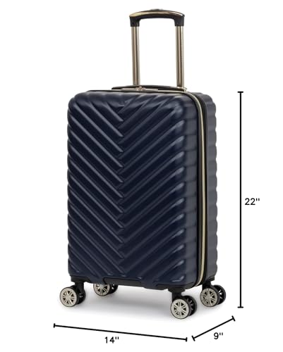Kenneth Cole REACTION Madison Square Lightweight Hardside Chevron Expandable Spinner Luggage, Navy, 20-Inch Carry On