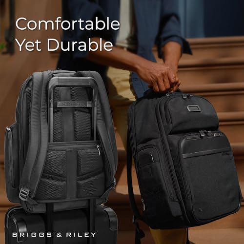 Briggs & Riley Large Cargo Backpack for Women & Men - Laptop Backpack, For Work & Travel, Spacious & Durable, Padded Straps, Fits up to 17" Laptop - @work Collection, Black