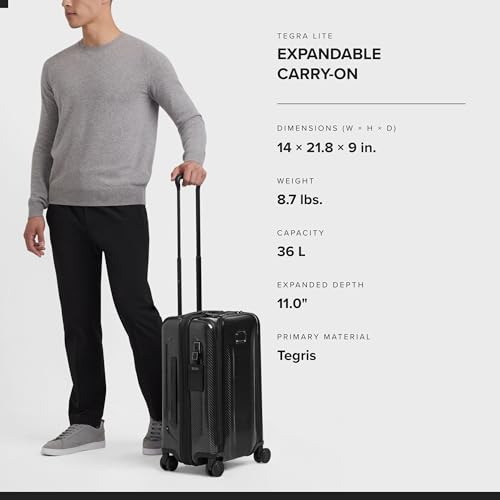 TUMI - Tegra-Lite 4 Wheel Luggage - Highly Durable Suitcase, Flexible Shell, Sleek and Lightweight Men's and Women's Expandable Rolling Bag - Front Pocket Expandable Carry On, T-Graphite