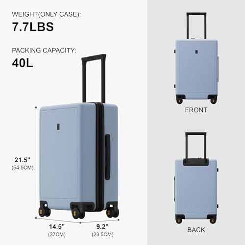 LEVEL8 Elegance Carry-on Suitcase, 20 Inch Carry on Luggage, Hardside Large Suitcases with Wheels, Tavel Bag with Tsa Lock, Light Blue