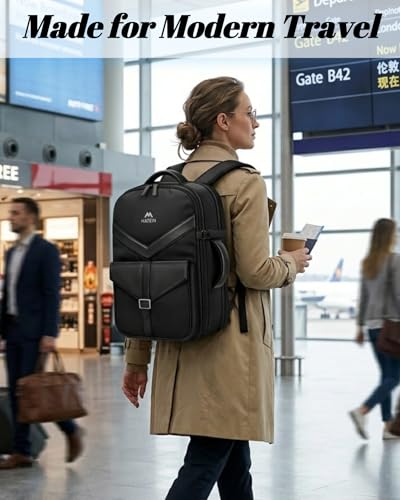 MATEIN CLASSIC Underseat Personal Item Backpack for Airlines with Detachable Tech Organizer, TSA Approved 18x14x8 Travel Backpack for Frontier, Water Resistant Business Carry on Bag Fits 17" Laptop