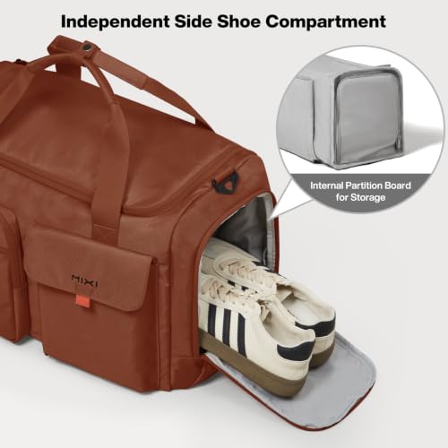 Mixi 17" Underseat Carry-On Luggage Travel Tote, Water-Resistant, Brown