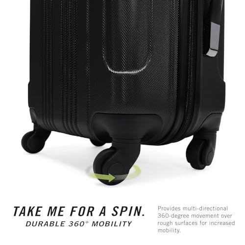 Kenneth Cole REACTION Out of Bounds Lightweight Hardshell 4-Wheel Spinner Luggage, Midnight Black, 20-Inch Carry On