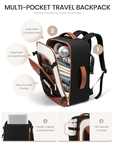 LOVEVOOK 40L Travel Backpack for Women Men, Large Carry on Backpack for Airplanes TSA Personal Item Travel Bag fits 15.6" Laptop, Waterproof Weekender Essentials Airline Approved with 2 Packing Cubes