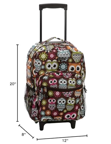 Rockland Double Handle 17" Rolling Backpack, Owl