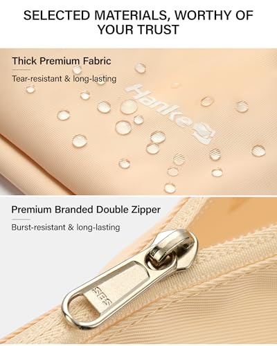 Hanke 7 Piece Expandable Compression Packing Cubes, Premium Travel Packing Organizers for Suitcases/Carry On, Luggage Organizer Bags with Breathable Mesh & Label,Off White