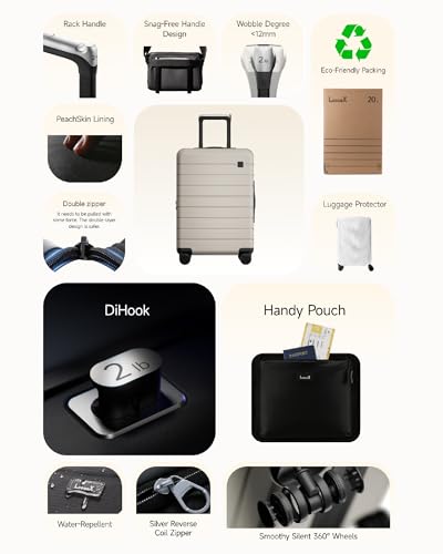 LUGGEX Carry On Luggage 22x14x9 Airline Approved,HUP3 Accelerate Access with DiHook, Handy Pouch, 20 inch Expandable Hard Shell Suitcases with Spinner Wheels (EX-Enhance,Nautical Blue,20 Inch,37L-41L)