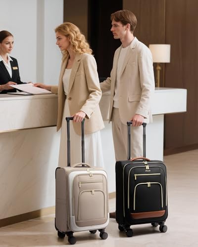 LOVEVOOK 49L Carry on Luggage 22x14x9 Airline Approved, 22 Inch Large Rolling Suitcase with Suit Folder & Spinner Wheels & TSA Lock, Softside Lightweight Underseat Carryon Luggage for Women Men Travel