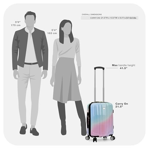 Traveler's Choice Women's Ruma II Expandable Luggage with Spinner Wheels, Pixie Pastel, 21" Carry-on