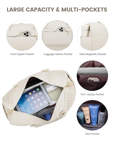 LOVEVOOK Travel Duffle Bag for Women, Weekender Overnight Bag with Shoe Compartment, Carry on Case with Toiletry Kit, Gym Duffel Bag with Wet Pocket, Hospital bags for Labor and Delivery, 3 Pcs Set